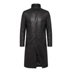 Men's Neo-Inspired Black Leather Duster Coat | Gothic Cyberpunk Trench Jacket