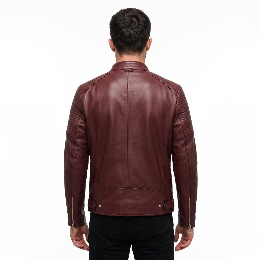 Classic men’s leather biker jacket | slim fit | minimalist moto rider Jacket