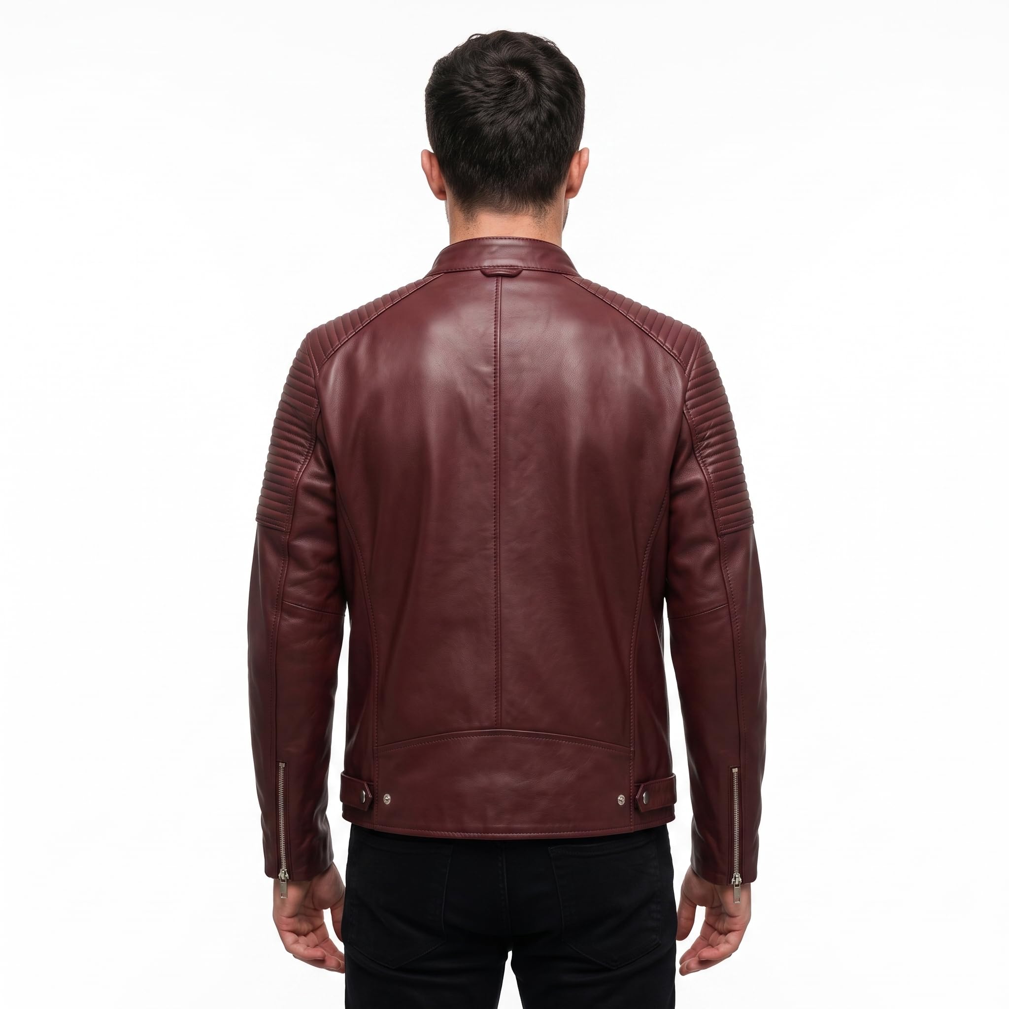 Classic men’s leather biker jacket | slim fit | minimalist moto rider Jacket