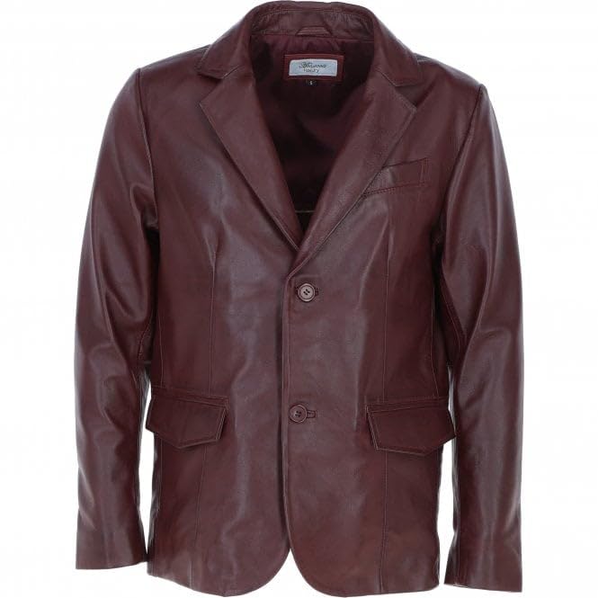 Men's Classic Burgundy Leather Blazer: AWL-2244