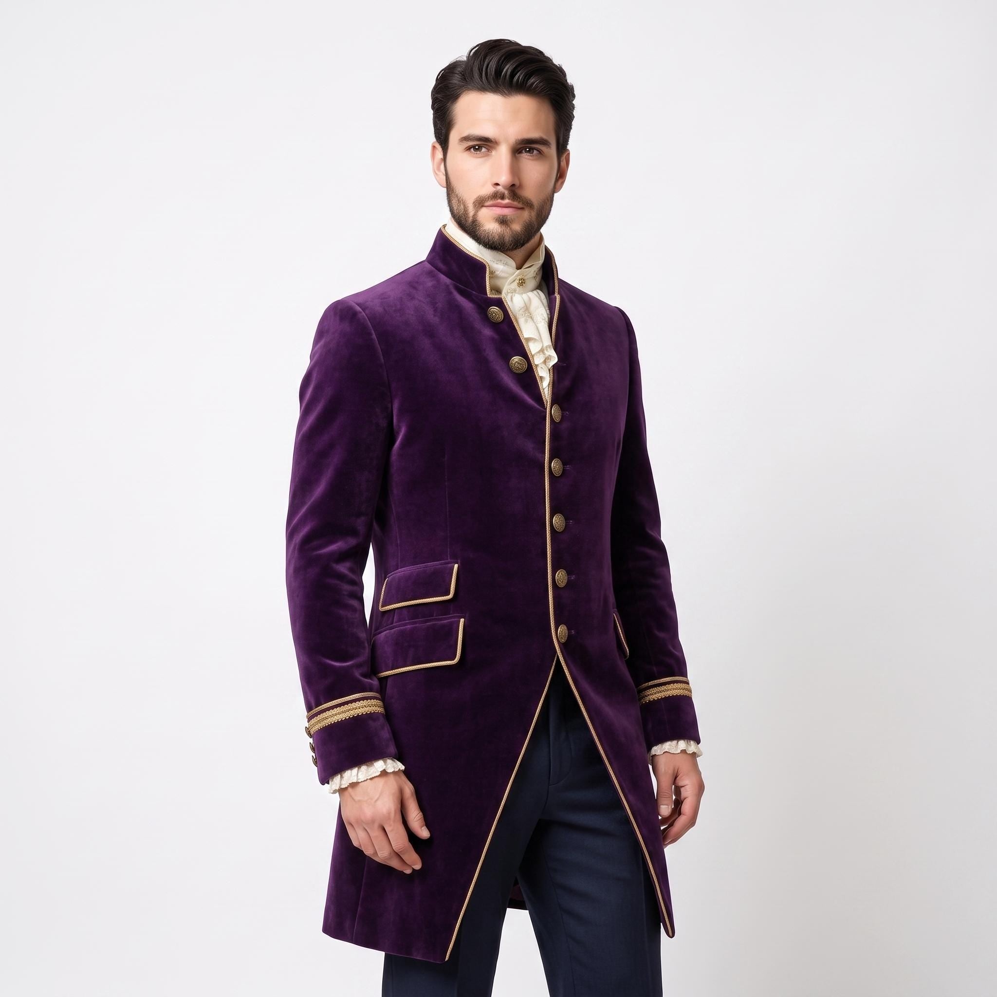 Deep Purple Velvet Victorian Tailcoat | Men's Steampunk Gothic Prince Costume Jacket
