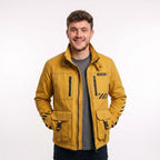 Cyberpunk Yellow Cotton Jacket | Men's Techwear Streetwear, Futuristic High-Collar Coat