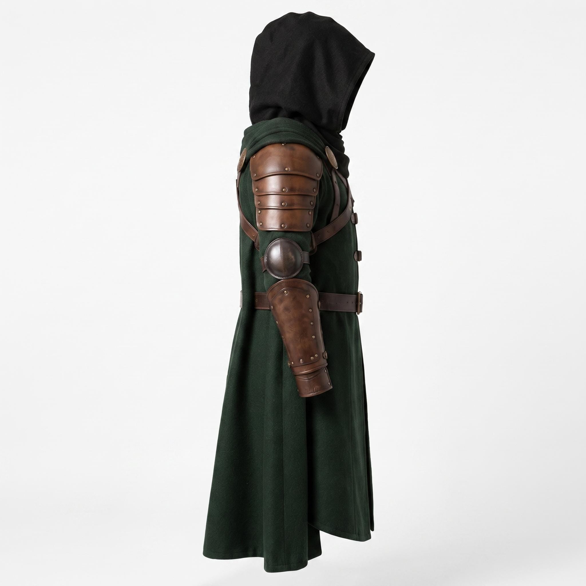 Doctor Doom Inspired Wool Cloak with Leather Armor Cosplay Costume Renaissance Outfit