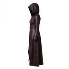 Women's Oxblood Leather Hooded Coat | Hand-Dyed Smoky Black Patina Trench Jacket