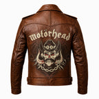 Brown Leather Skull Biker Jacket | Motorhead Inspired Cafe Racer Style