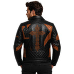 Men's Patchwork Leather Biker Jacket