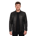Men's Black Leather Biker Jacket, Sword Flame Graphic Rider Coat