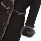 Timber AND Hide Women’s Sheepskin Long Suede Trench Coat | long trench coat for women | shearling trenchcoat | trench coat women