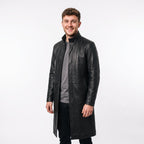 Men's Neo-Inspired Black Leather Duster Coat | Gothic Cyberpunk Trench Jacket
