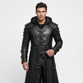 Men's Handmade Black Leather Samurai Coat | Hooded Ronin Cosplay Jacket, Warrior Armor