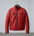 Men's Akira Kaneda Red Leather Jacket | Shotaro Cosplay Biker Coat (Neo-Tokyo)