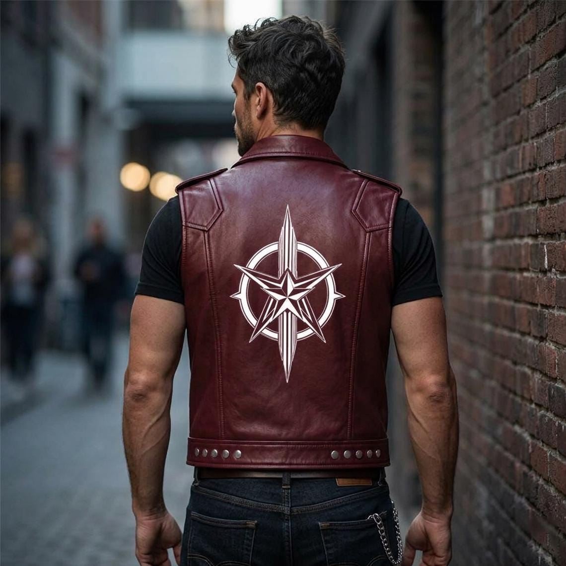 Handmade Cowhide Leather Vest | Classic Biker Vest | Gothic Rocker Sleeveless Jacket