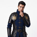 Medieval Knight Wool Coat with Leather Armor | Fantasy LARP Jacket Costume