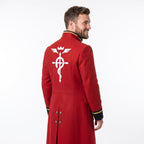 Men's Alchemist Edward Elric Inspired Red Wool Coat Anime Military Cosplay Overcoat Convention
