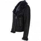 Women's Luxury Shearling Aviator Jacket Black/brissa