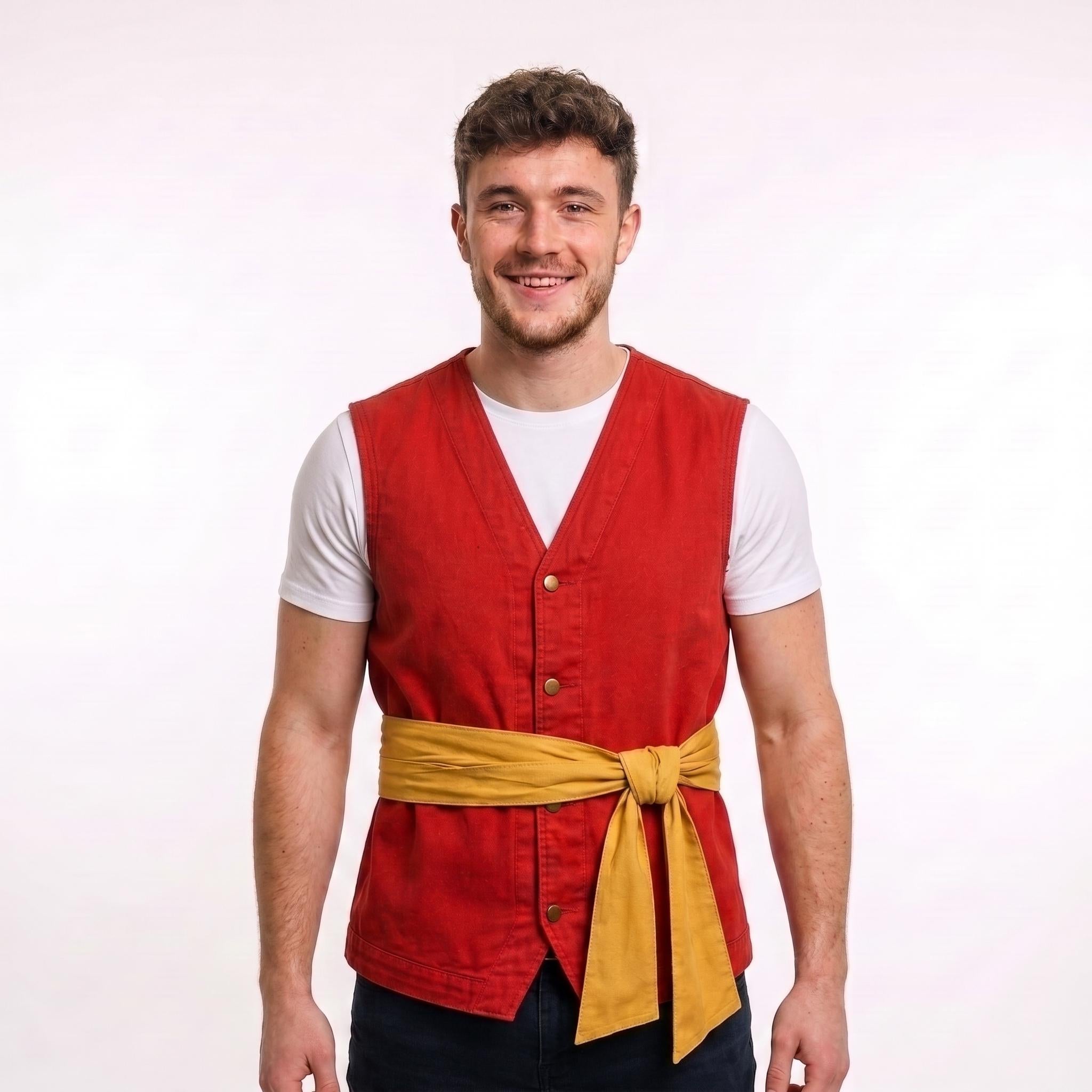 One Piece Luffy Red Cotton Vest | Men's  Pirate Inspired Anime Cosplay Jacket