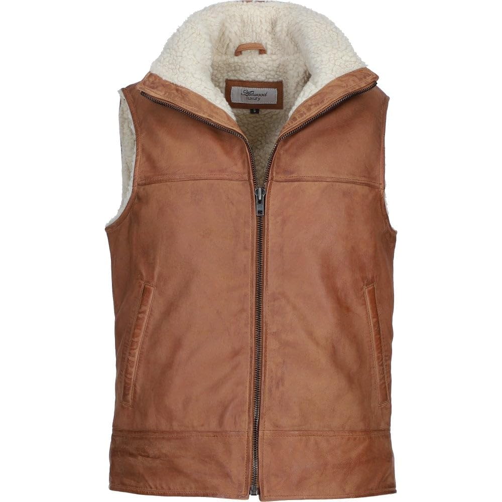 Men's Leather Waistcoat Brown ALPHA Vest