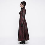 Women's Gothic Vampire Queen Burgundy Leather Trench Coat