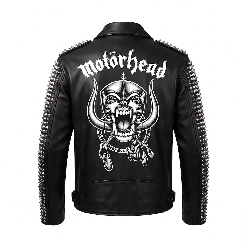 Man's Handmade Studded Leather Biker Jacket | Punk Rock Gothic Patchwork | Halloween Costume