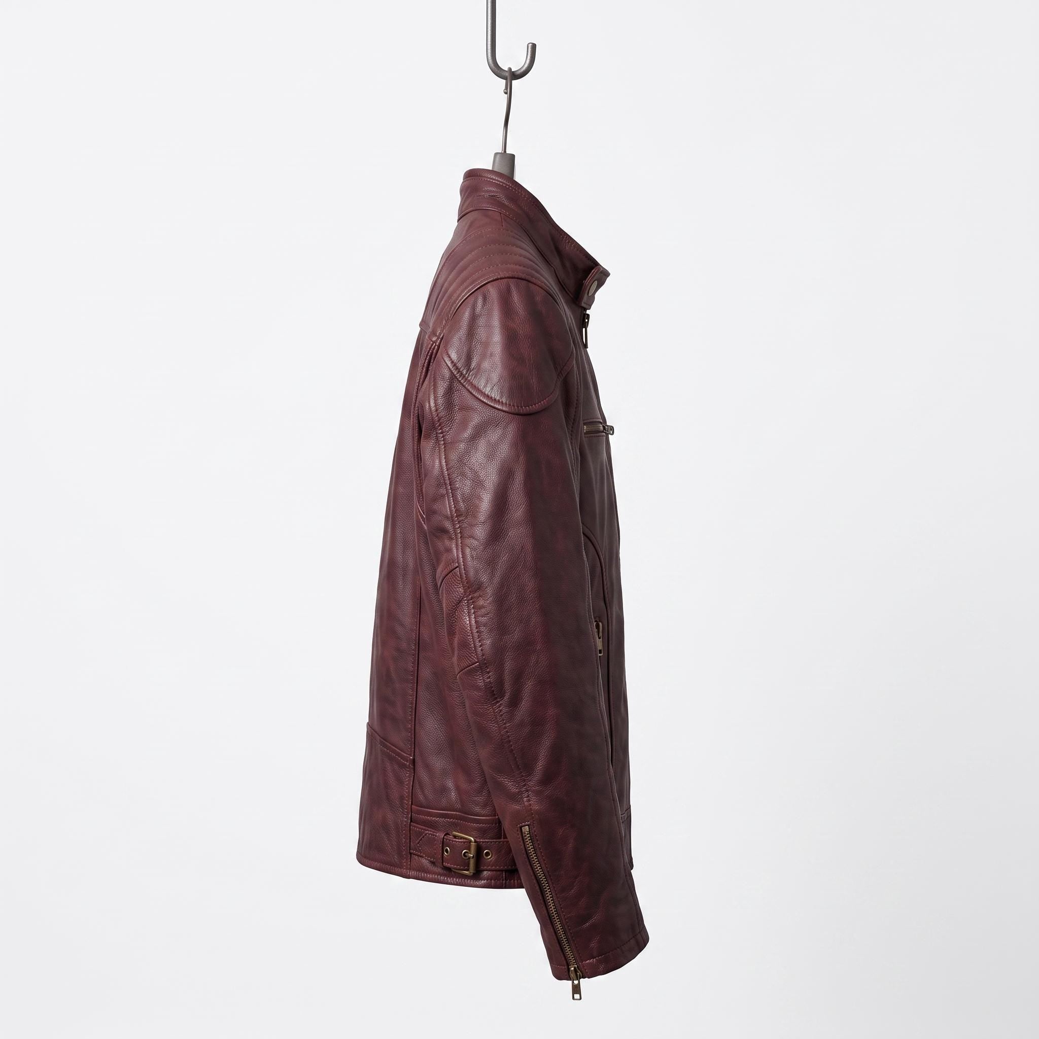 Men's Star-Lord Inspired Maroon Leather Jacket | Galactic Hero Cosplay Coat
