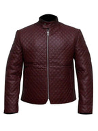 Diamond Classic Quilted Leather Jacket - Maroon