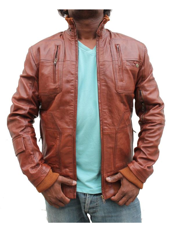Men Vintage Biker Stylish Leather Jacket – Tan Brown