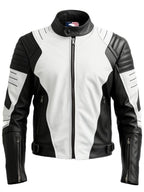 Men’s Faux Leather Black and White Leather Jacket