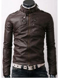 Slim Fit Button Pockets Rider Dark Brown Leather Jacket