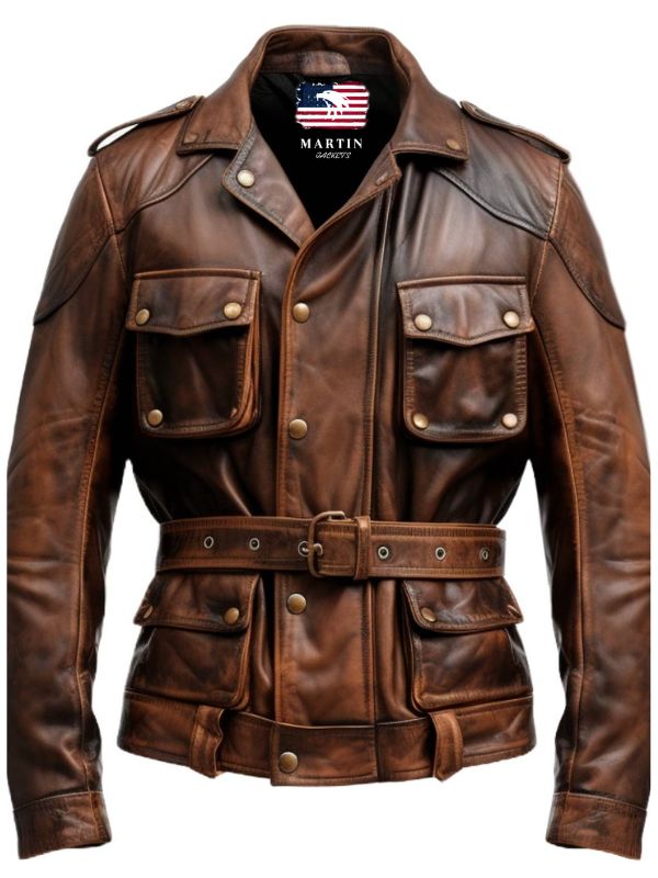 Men Military Style Vintage Leather Jacket – Vintage Leather Jacket