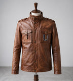 Attack on Titan Survey Corps Leather Jacket | Man's Military Scout Cosplay Coat