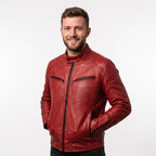 Men's Akira Kaneda Red Leather Jacket | Shotaro Cosplay Biker Coat (Neo-Tokyo)