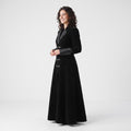 Black Velvet Victorian Coat | Genuine Leather Trim, Medieval Fantasy Jacket