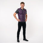 Men's Handmade Purple Leather Biker Vest | Studded Punk Rock Motorcycle Jacket