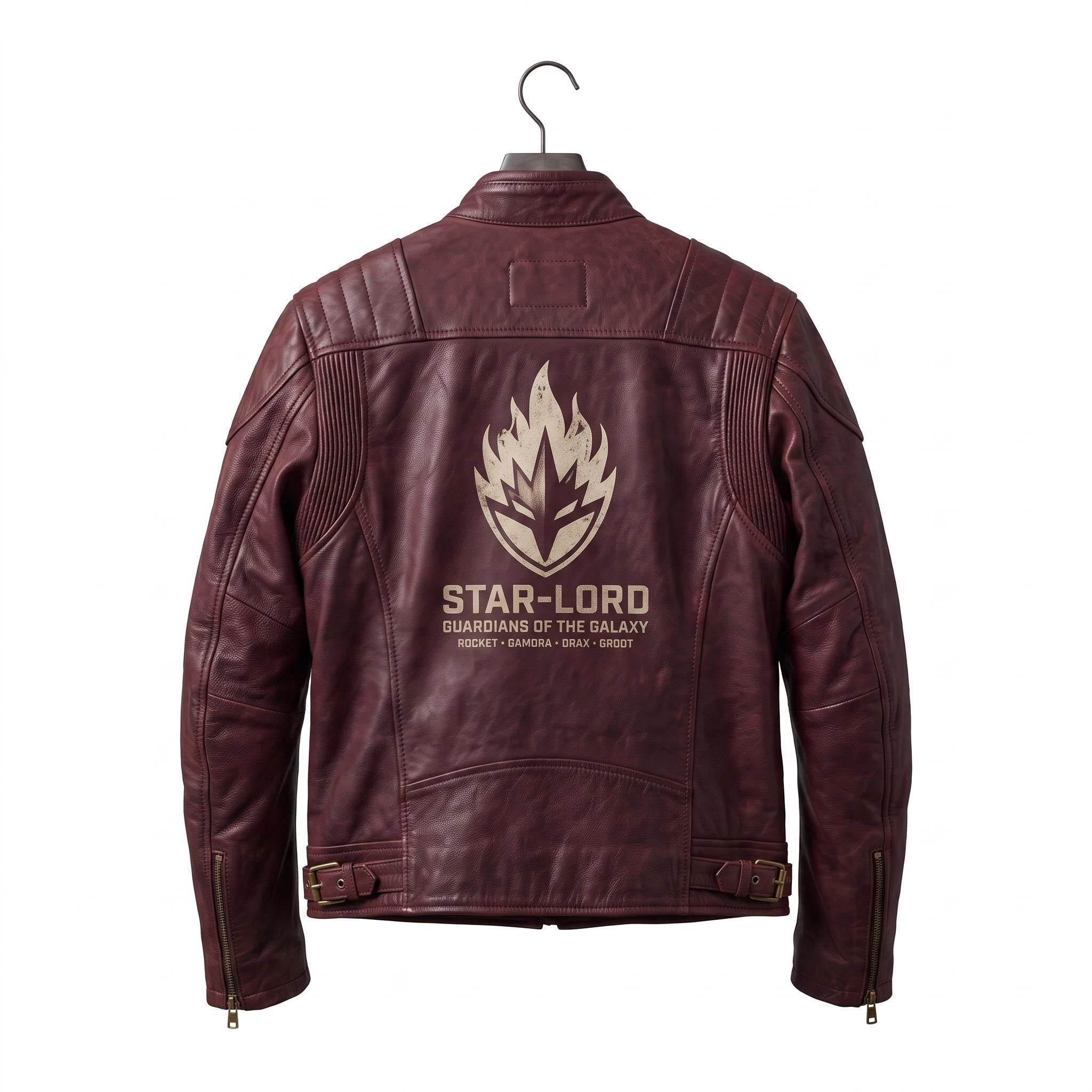 Men's Star-Lord Inspired Maroon Leather Jacket | Galactic Hero Cosplay Coat