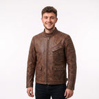 Men's Brown Distressed Leather Utility Jacket | Han Solo Inspired Biker Coat