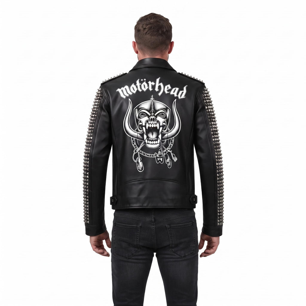 Man's Handmade Studded Leather Biker Jacket | Punk Rock Gothic Patchwork | Halloween Costume