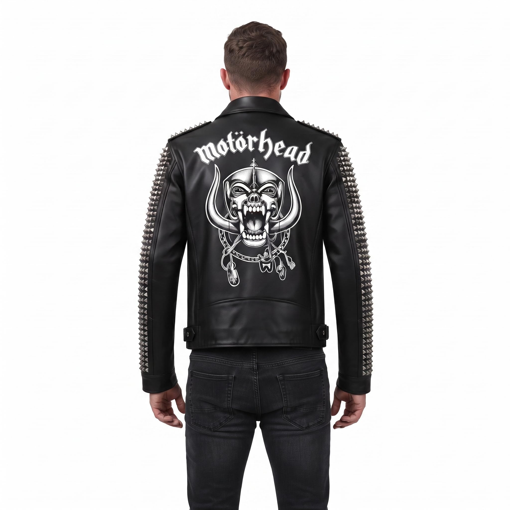 Man's Handmade Studded Leather Biker Jacket | Punk Rock Gothic Patchwork | Halloween Costume