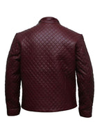 Diamond Classic Quilted Leather Jacket - Maroon