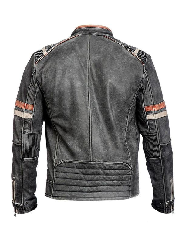 Cafe Racer Motorcycle Retro Moto Distressed Leather Jacket – Vintage