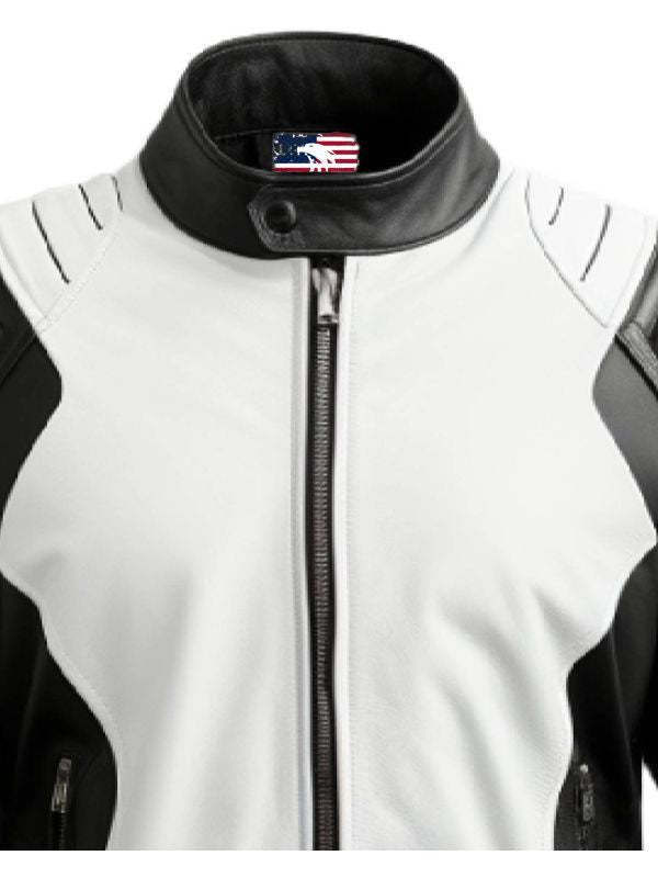 Men’s Faux Leather Black and White Leather Jacket