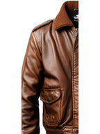 Aviator 90's Distressed Men Bomber Vintage Leather Jacket - Distressed Brown Bomber Jacket