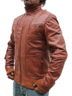 Men Vintage Biker Stylish Leather Jacket – Tan Brown