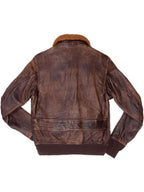 Aviator G1 Distressed Men’s Bomber Leather Jacket – Brown