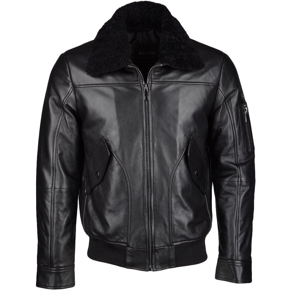 Leather Jacket with Detachable Shearling Collar Black Tyler Durden Jacket