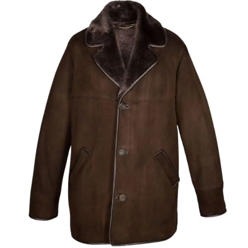 Men’s Edward Suede Sheepskin Coat – Luxury Suede Shearling Jacket by