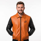Orange Leather Anime Bomber Jacket | Goku Cosplay Varsity Streetwear Coat