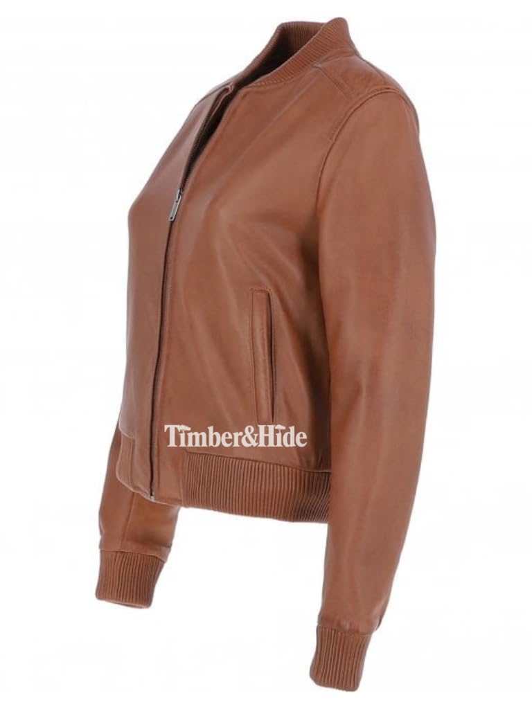 Women's Leather Bomber Jacket