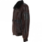Men's Premium Leather Aviator Jacket with Detachable Collar