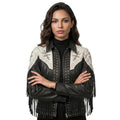 Women's Handmade Western Fringe Leather Jacket | Studded Cowgirl Rodeo Style | cowgirl leatherwear