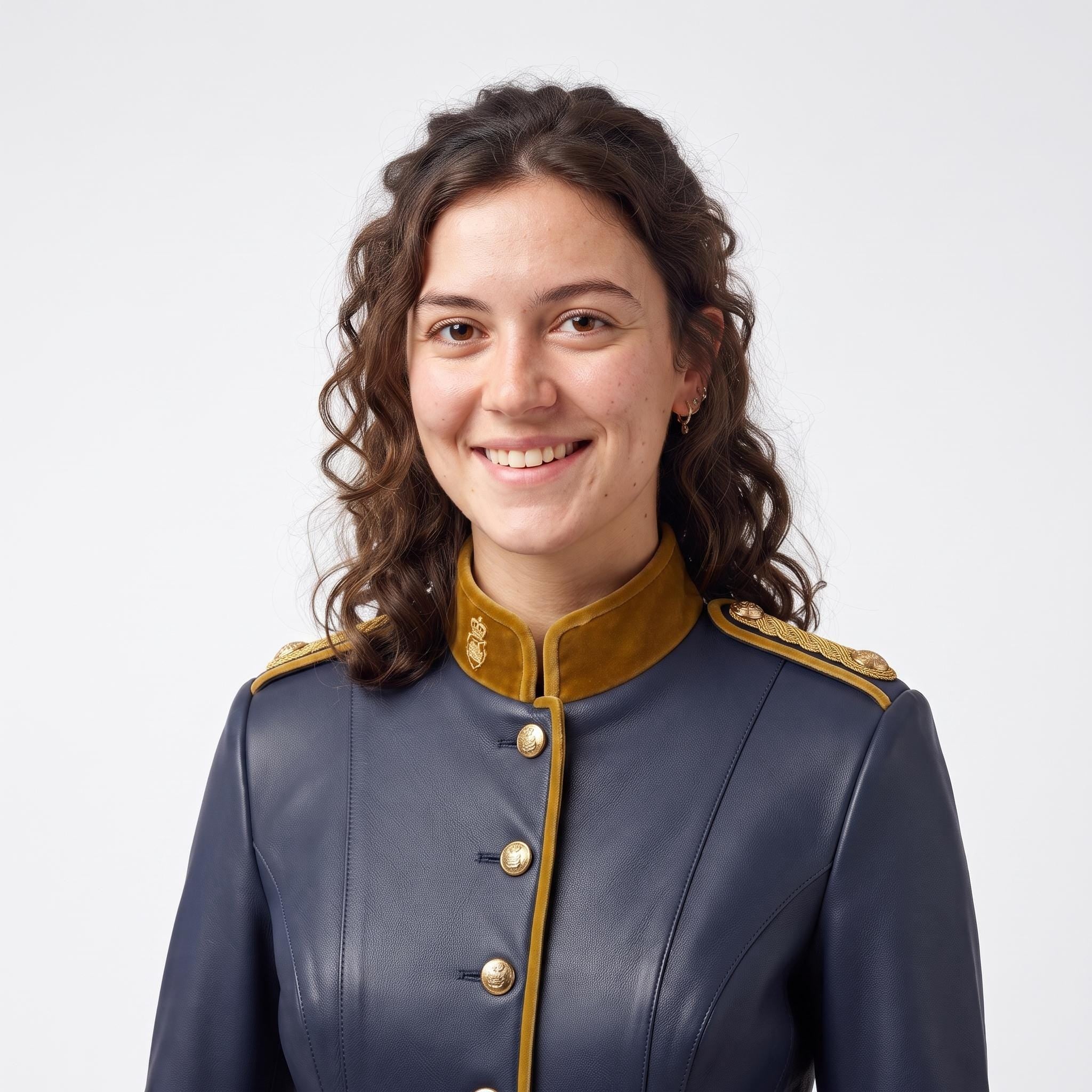 Navy Blue Leather Military Officer Jacket | Victorian Steampunk Gothic Blazer